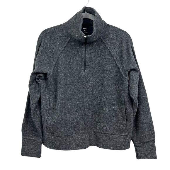 Nike Womens Therma Fit Training Sweatshirt Quarter Zip Pullover‎ Pockets Gray S - Picture 1 of 6